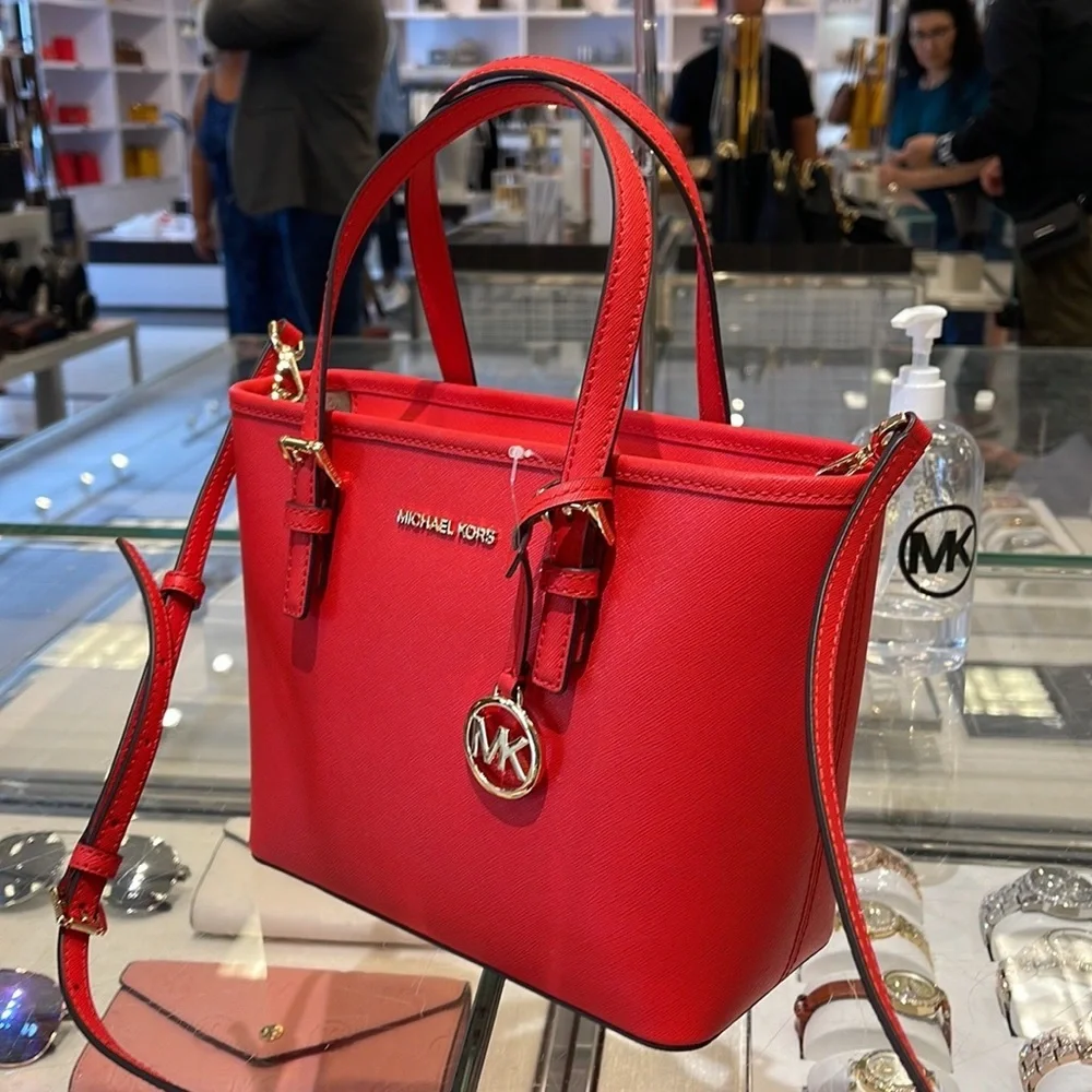MICHAEL KORS Jet Set Travel Extra-Small Saffiano Leather Top-Zip Tote Bag NWT